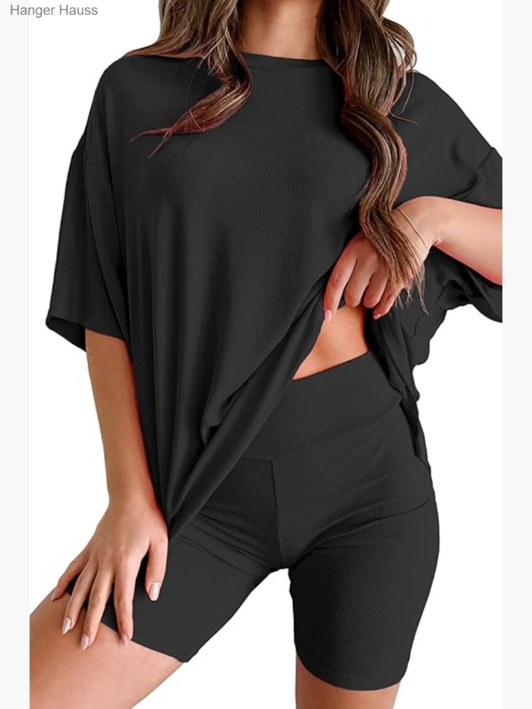 Women's Lounge Set Oversized Tshirt & Biker Shorts Soft Rayon 2 Piece